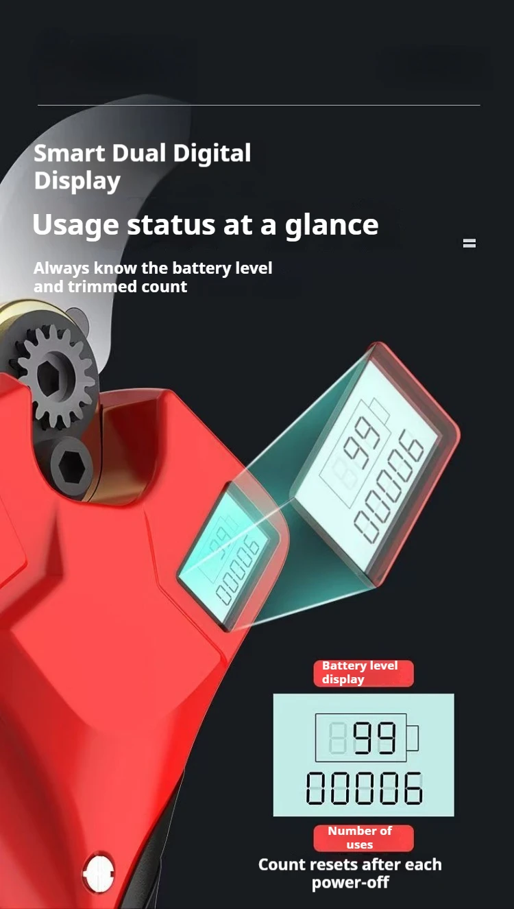 أدوات حديقة المصنع، مقص تشغيل بطارية ليثيوم قابل لإعادة الشحن، مقص تقليم كهربائي
