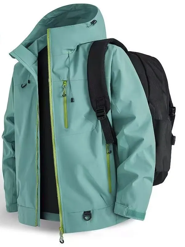 ex Outdoor Reizen Winddicht Jaet 2025, Lente Herfst Casual Sle Polyestervezel Lange Sve Ritssluiting Kapmantel