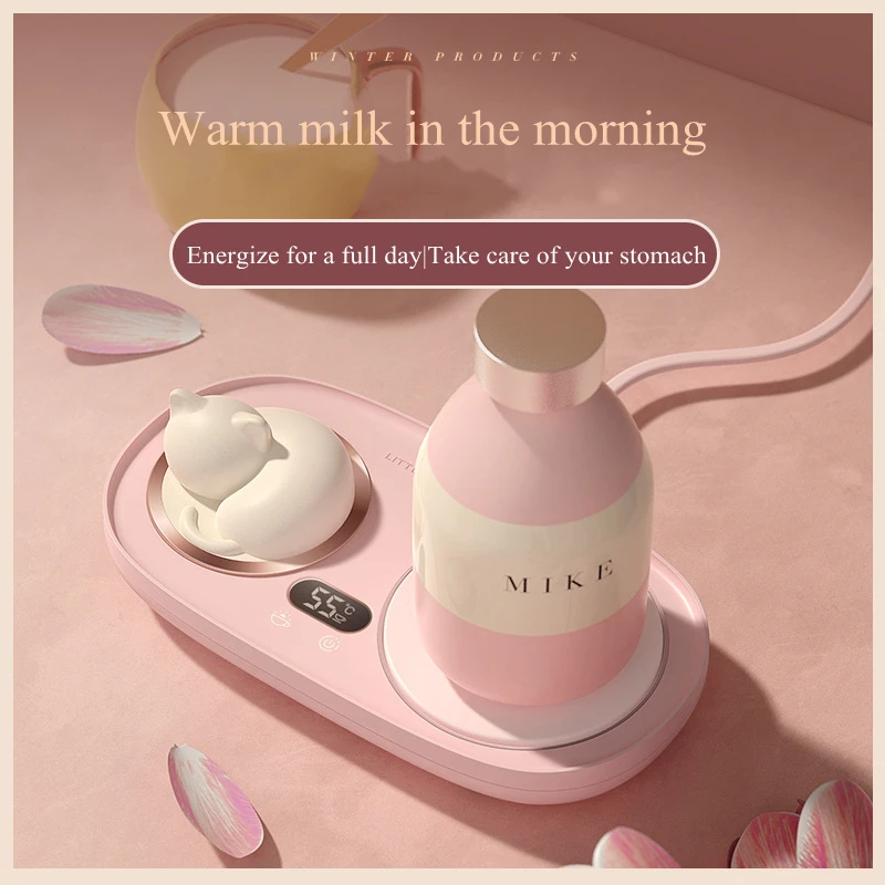 Aquecedor de copo elétrico 3 engrenagem temperatura caneca mais quente café leite água aquecimento copo coaster esteira com luz noturna aquecedor de copo