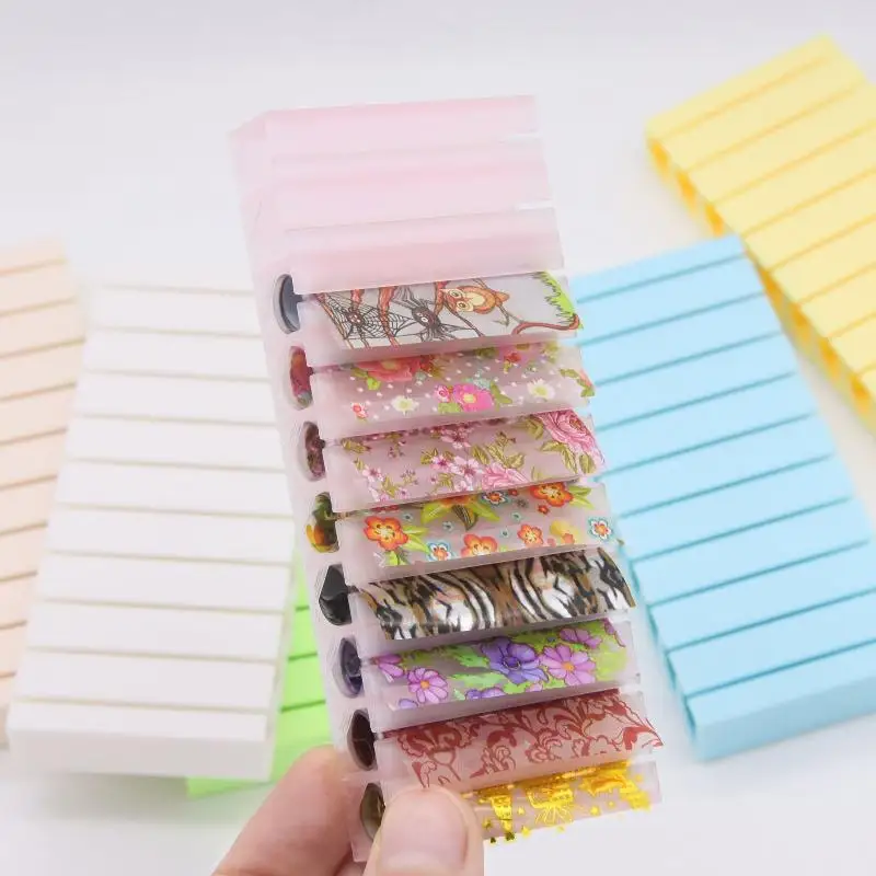 Nail Foil Storage Box 10 Grids Transfer Paper Organizer Macaron Colored Slot Nail Sticker Foil Container for Home Salon