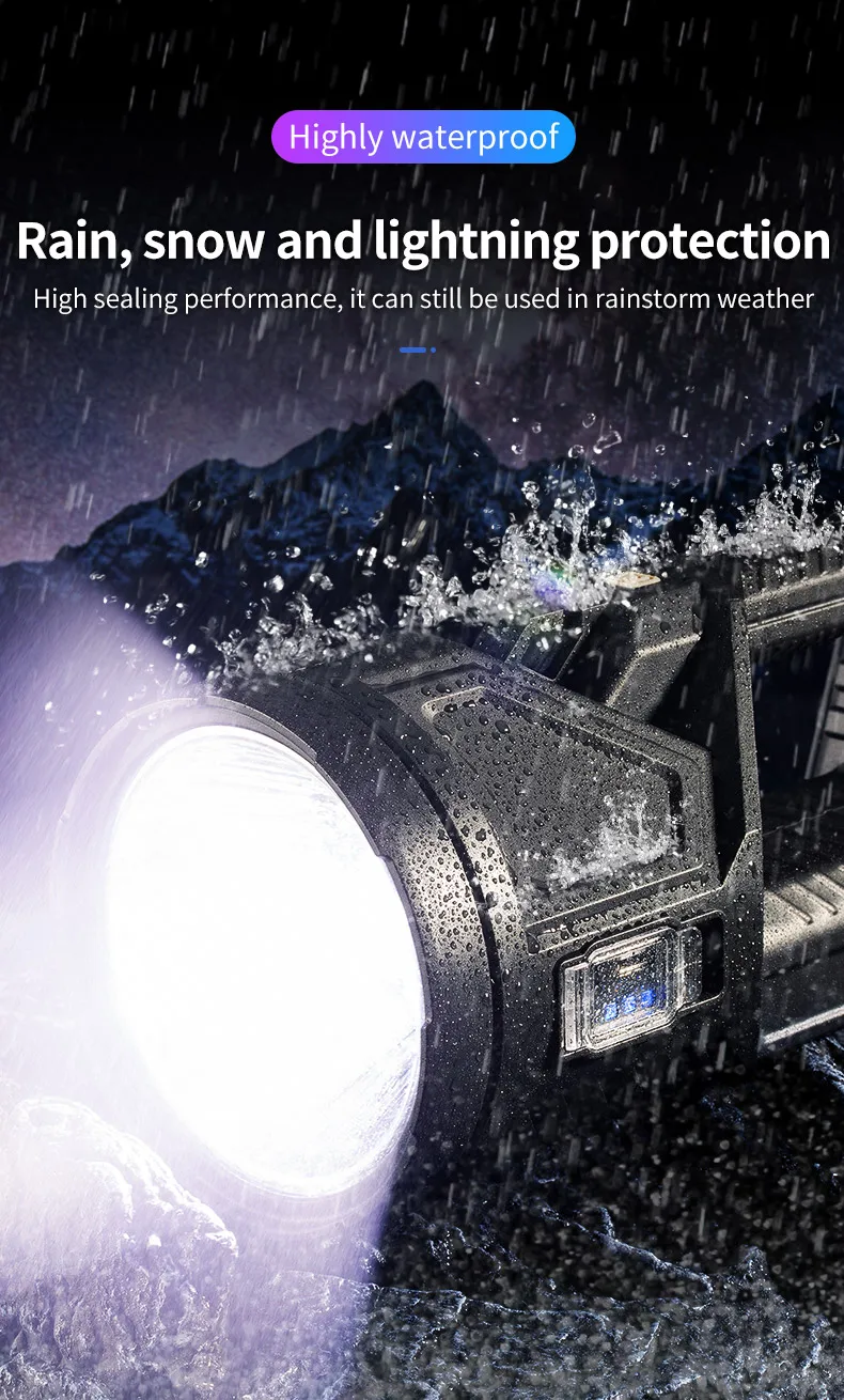 Powerful Spotlight Portable Searchlight Large Capacity Lithium Battery Rechargeable Lamp With Power Bank Function Flashlight