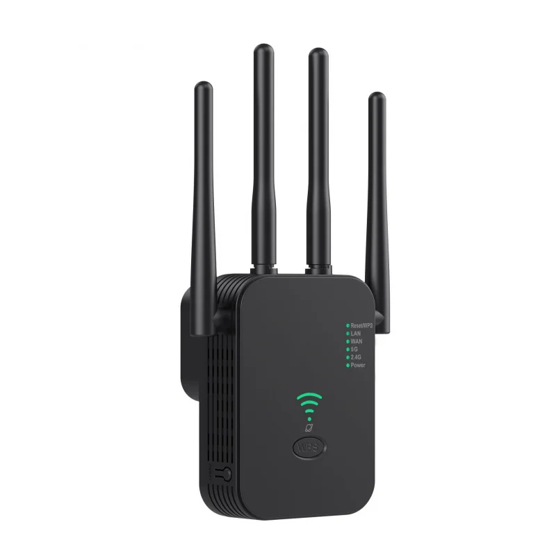 

1200M/300M WiFi Extender, Dual Band 5G/2.4G Signal Booster, 4 Antenna Repeater for Home Router, US/EU Plug