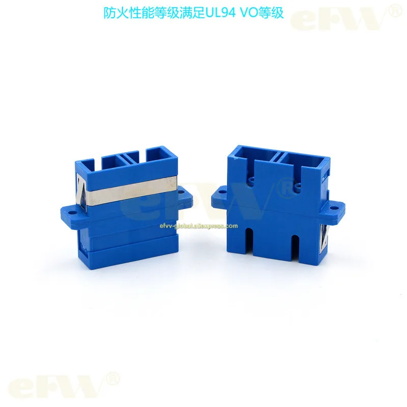 10 buah Sc Duplex Mode tunggal Ear Split Pc serat biru Flange Adapter Coupler Grade listrik