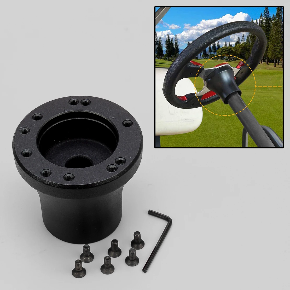 

Golf Cart Steering Wheel Hub Adapter Fit for Club Car DS Matt Black