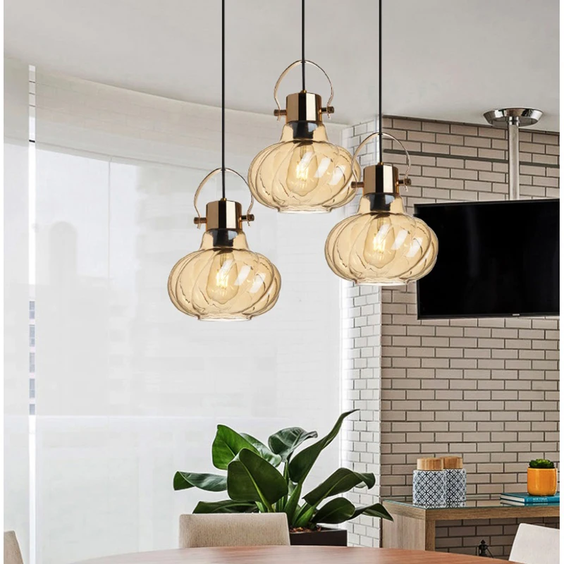 

OUFULA Nordic Hanging LED Lights Fixtures Industrial Creative Lantern Design Pendant Lamp for Home Bedroom Loft Decor