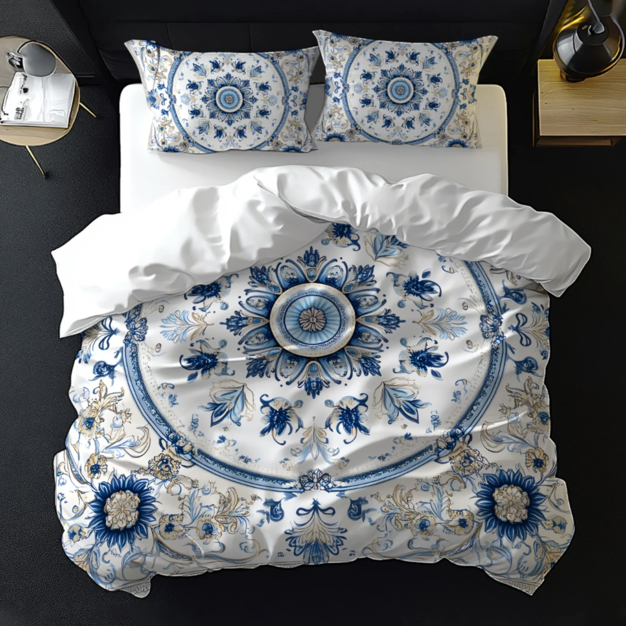 Valentine's Day Fresh Elegant Mandala Pattern 3D Stereoscopic Ultra-Soft Brushed Digital Print Duvet Cover Set Bedding Queen
