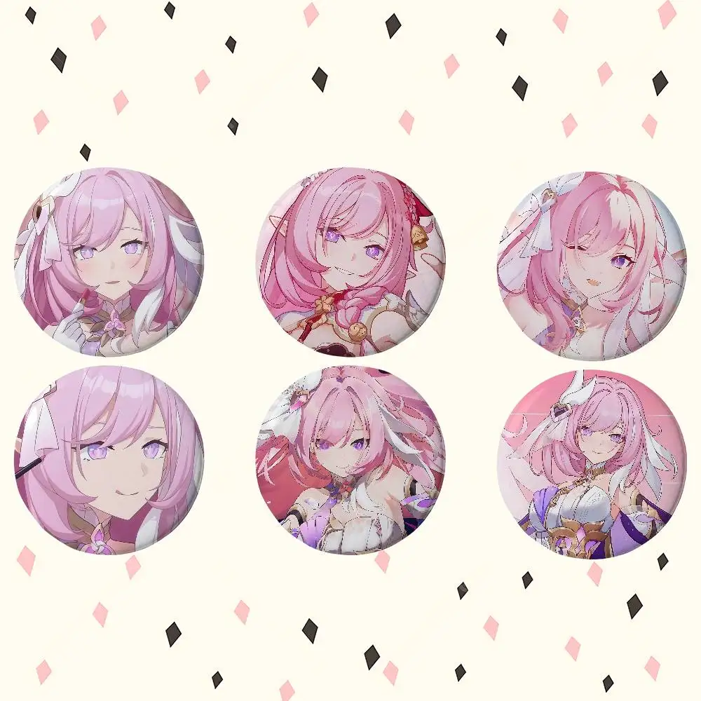 Cartoon Game E-Elysia Premium Tinplate Round Lapel Pins: Cute Badge Brooches For Shoulder Bag Accessories, Souvenir Gifts