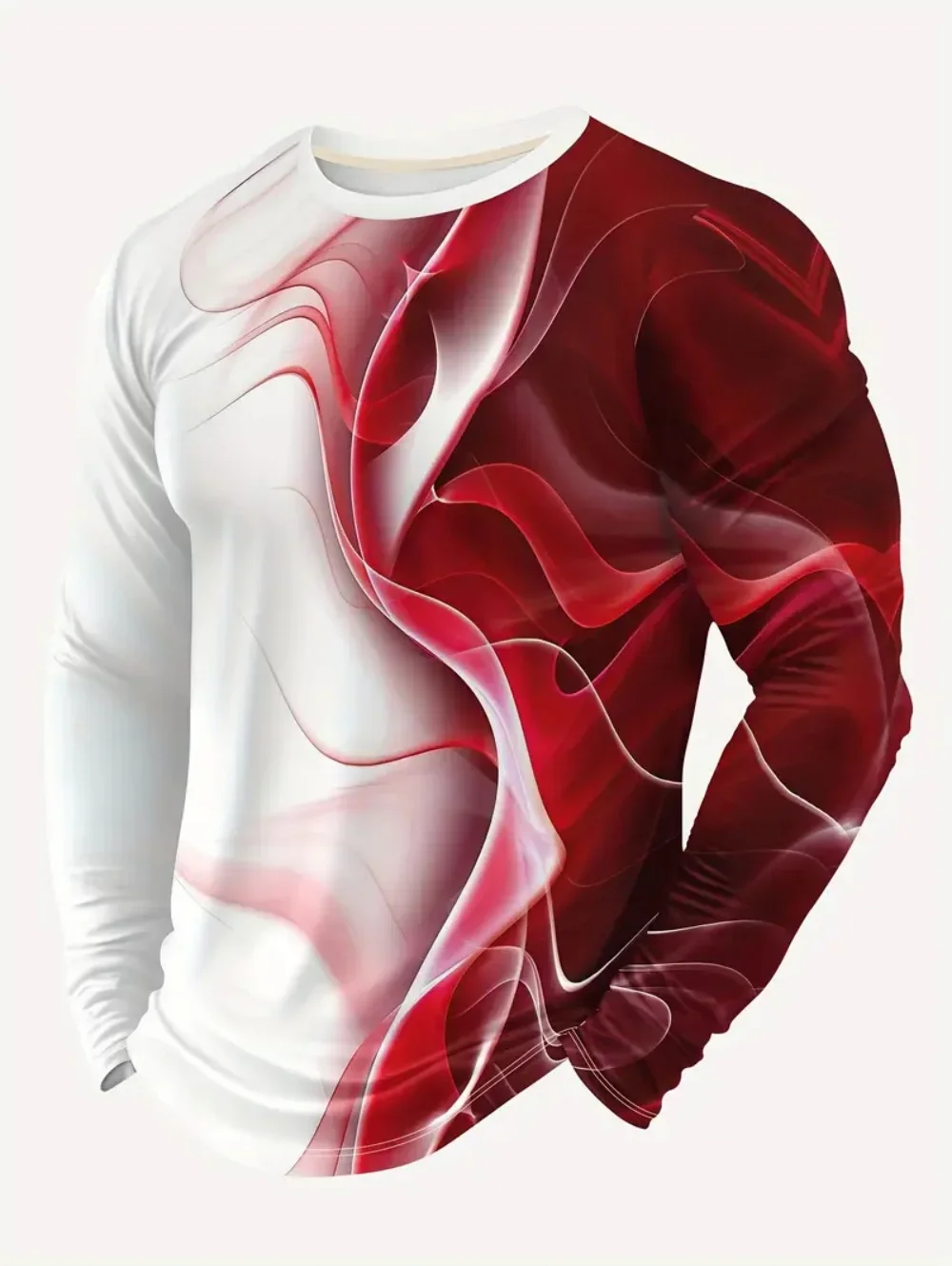 Gradient Flame 3D-Druck Sport Schnelltrocknend Breatha Herren Langarm-T-Shirt Outdoor Freizeit Fashiona Harajuku Y2K Elternkleidung – Detail 7