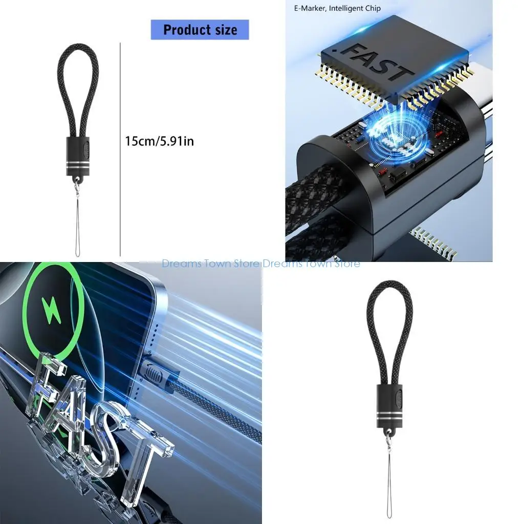 HX6A Convenient Double USB C Charging Cable 60W Power Delivery and Keychain Design