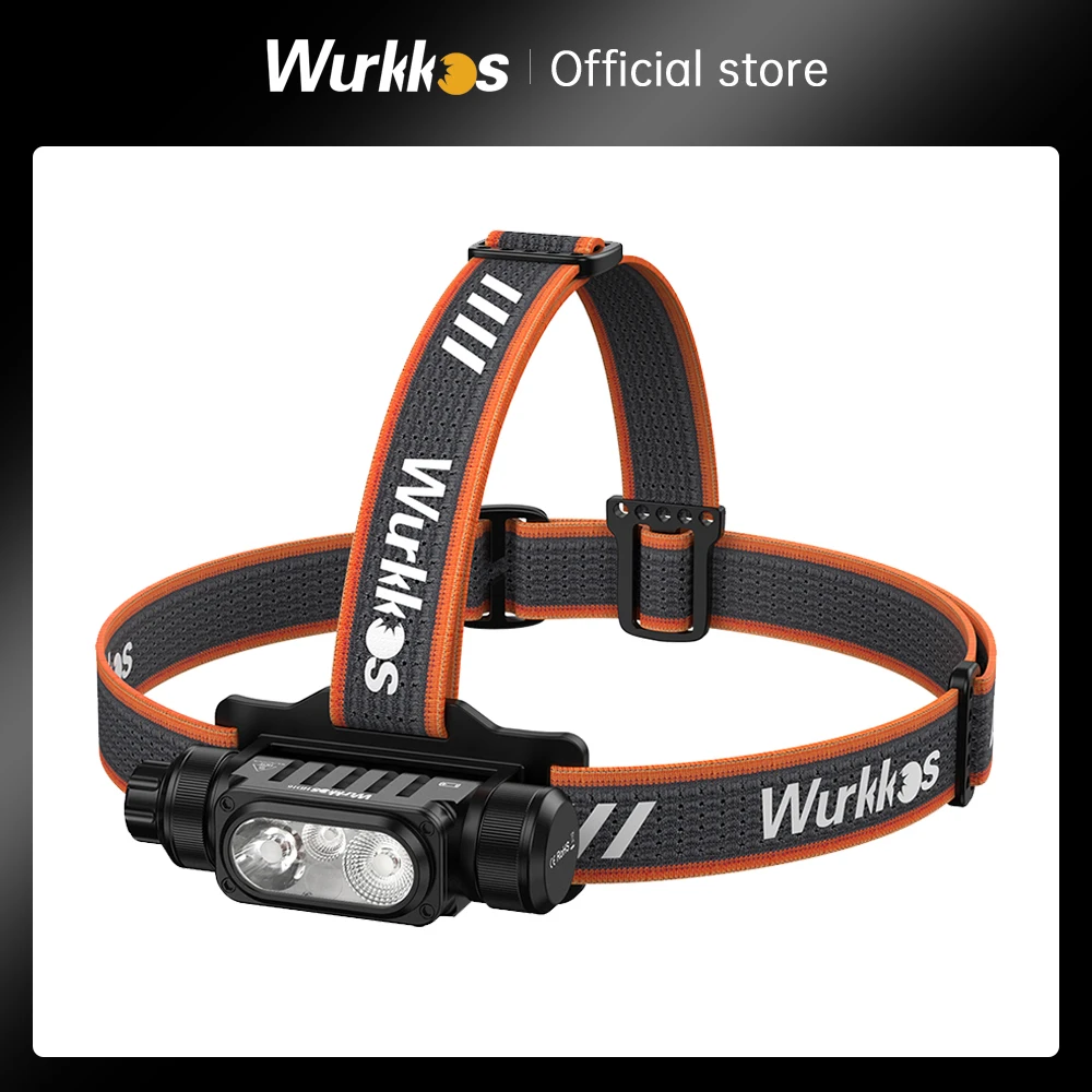 Wurkkos HD16 18650 Rechargeable Headlamp 2500LM 297M Flashlight with Rotary Switch and Smart Light Sense Adjustment for Camping