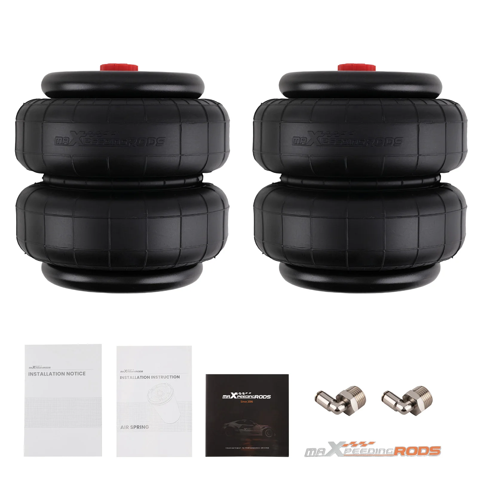 

Пара усиленных пневмоподушек для грузовиков, стандартные, 2500 фунтов, 1/2" NPT, с одним портом