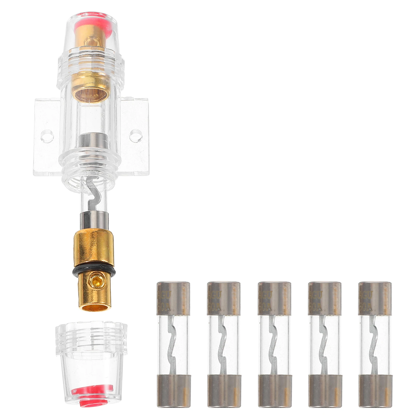

5Pcs 60A AGU Fuse Holder With Durable Base And Crystal Clear Housing For Vehicle Safety