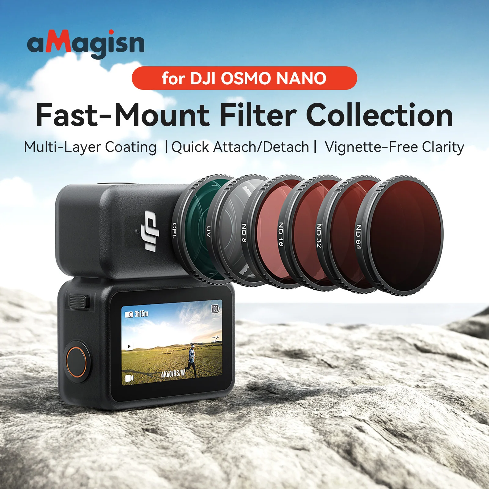 aMagisn UV ND8 ND16 ND32 ND64 CPL Filter DJI Osmo Nano Push-In-Objektivfilter Neutraldichte-Polarisationsfilter für DJI OSMO NANO