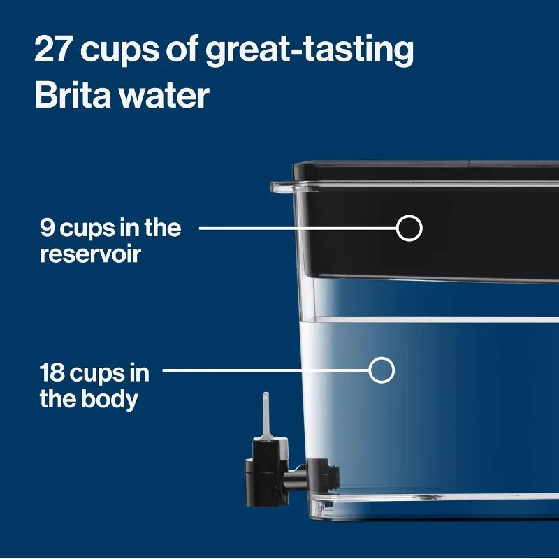 Distributore di filtri per l'acqua per rubinetto e acqua potabile con 1 filtro Elite, riduce il 99% di piombo, dura 6 mesi, capacità di 27 tazze, senza BPA