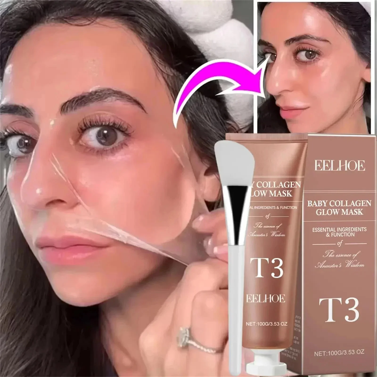 

50g /100g Collagen Night Wrapping Mask Elasticity Hydration Care Reduces Sagging & Dullness Hydrolyzed Collagen For Glowing Skin