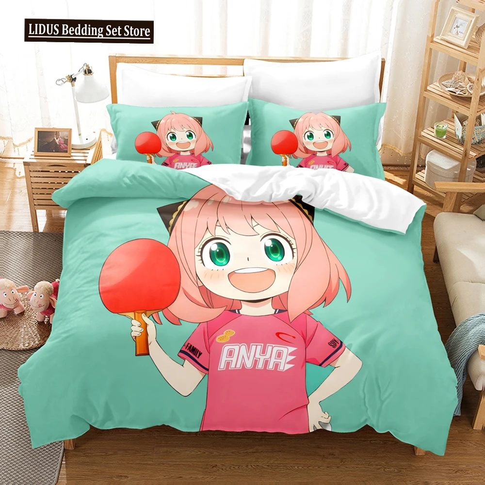 SPY×FAMILY Bedding Set Anime Anya Forger Quilt Cover Single Double Size With Pillowcase Boys Girls Bedspread