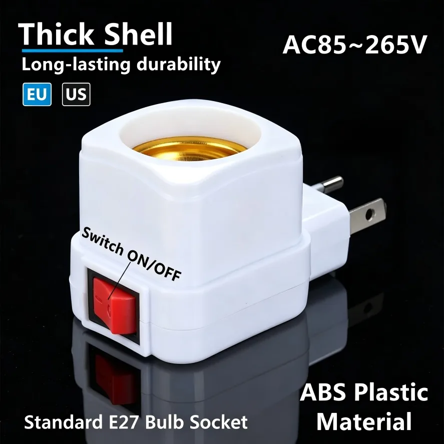 1~2PCS E27 LED Light Bulb Socket Base Holder with ON/OFF Switch EU/US/AU Plug Adapter Switch Lighting Accessories Bulb Adapter