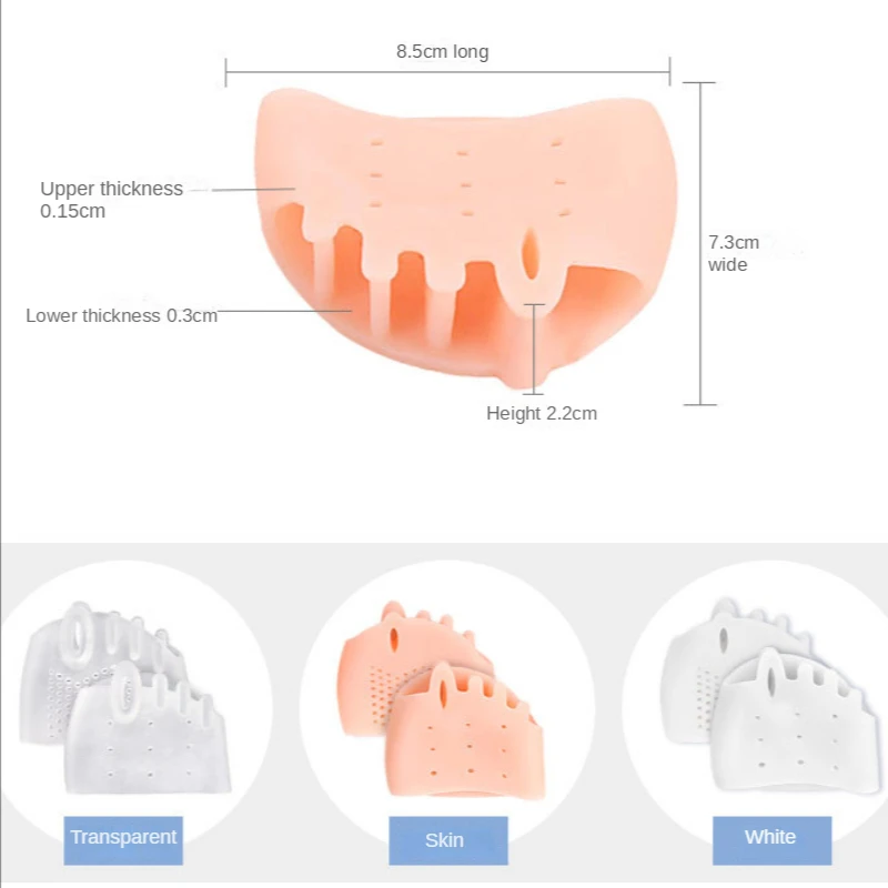 2pcs Toe Separator Silicone Hallux Valgus Corrector Pain Relief Forefoot Pad Socks Bunion Orthotics Protector Foot Care Pedicure