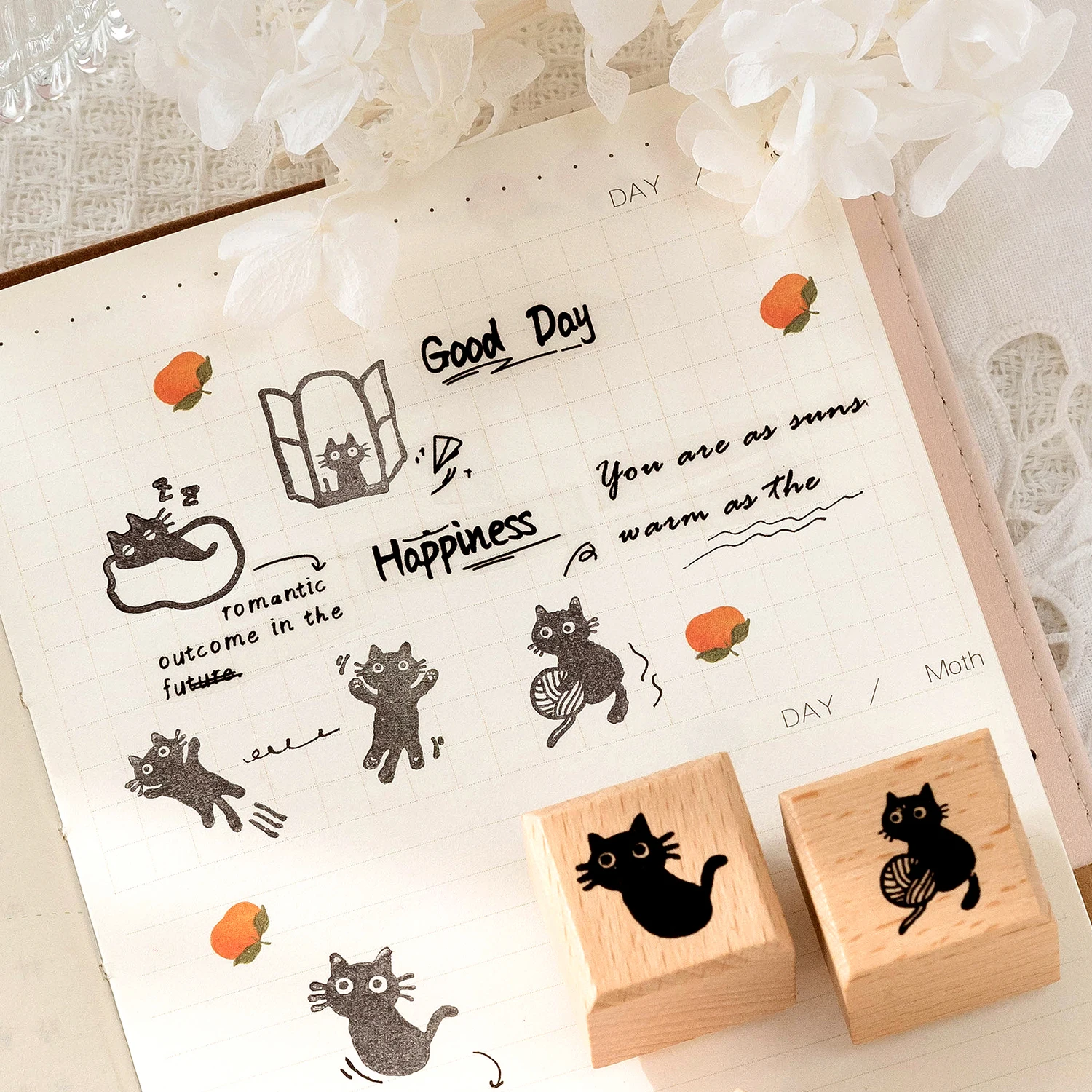 Cute Little Black Cat Decoration Stamp Retro Wooden Rubber Stamps for Scrapbooking Stationery DIY Decorative Craft Standard Seal