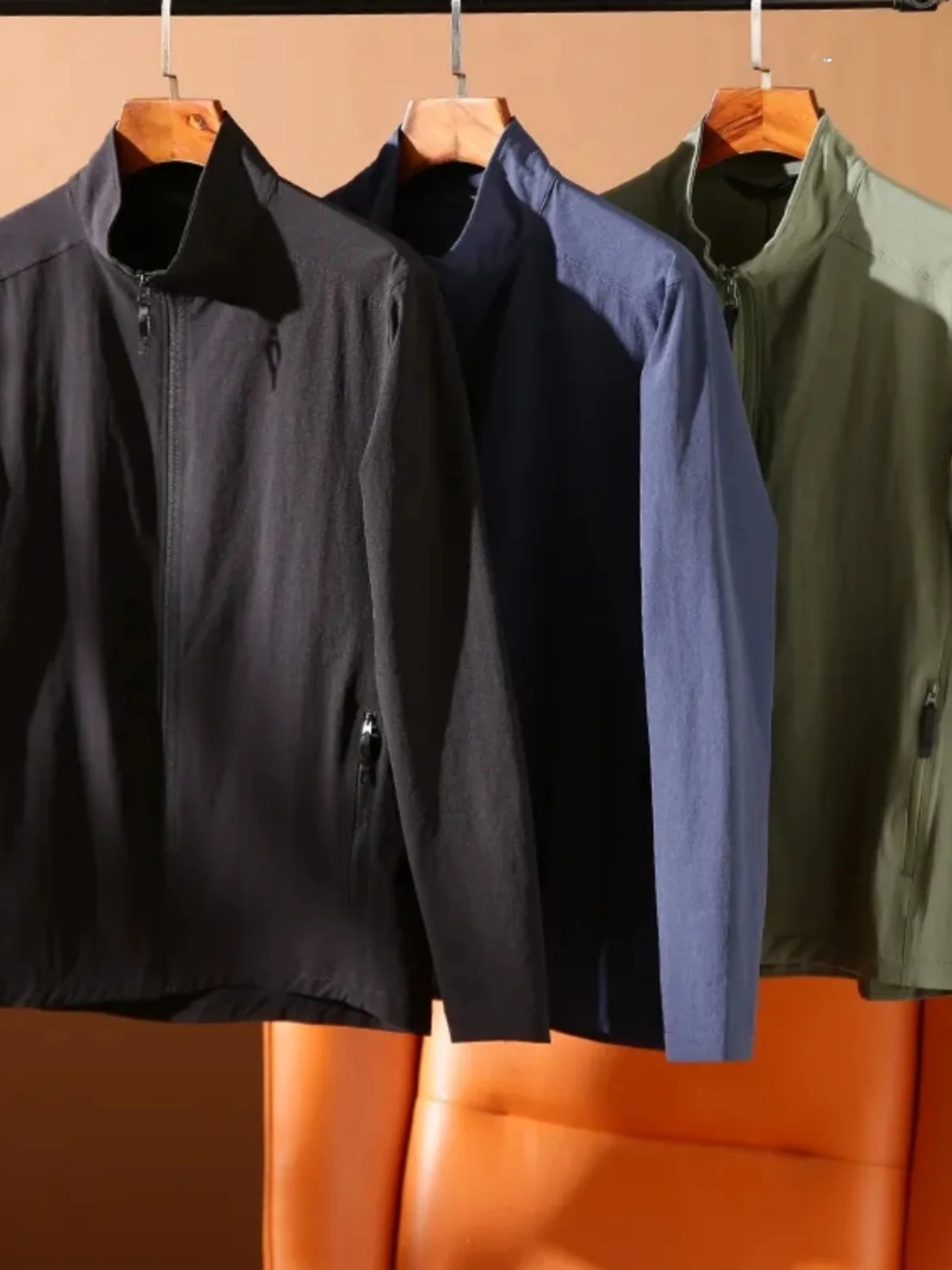 

Lightweight Spring Autumn Men's 3D Stereo Cutting Business Casual Stand Collar Jacket Outdoor Coat Standard Fit Fashion Urban