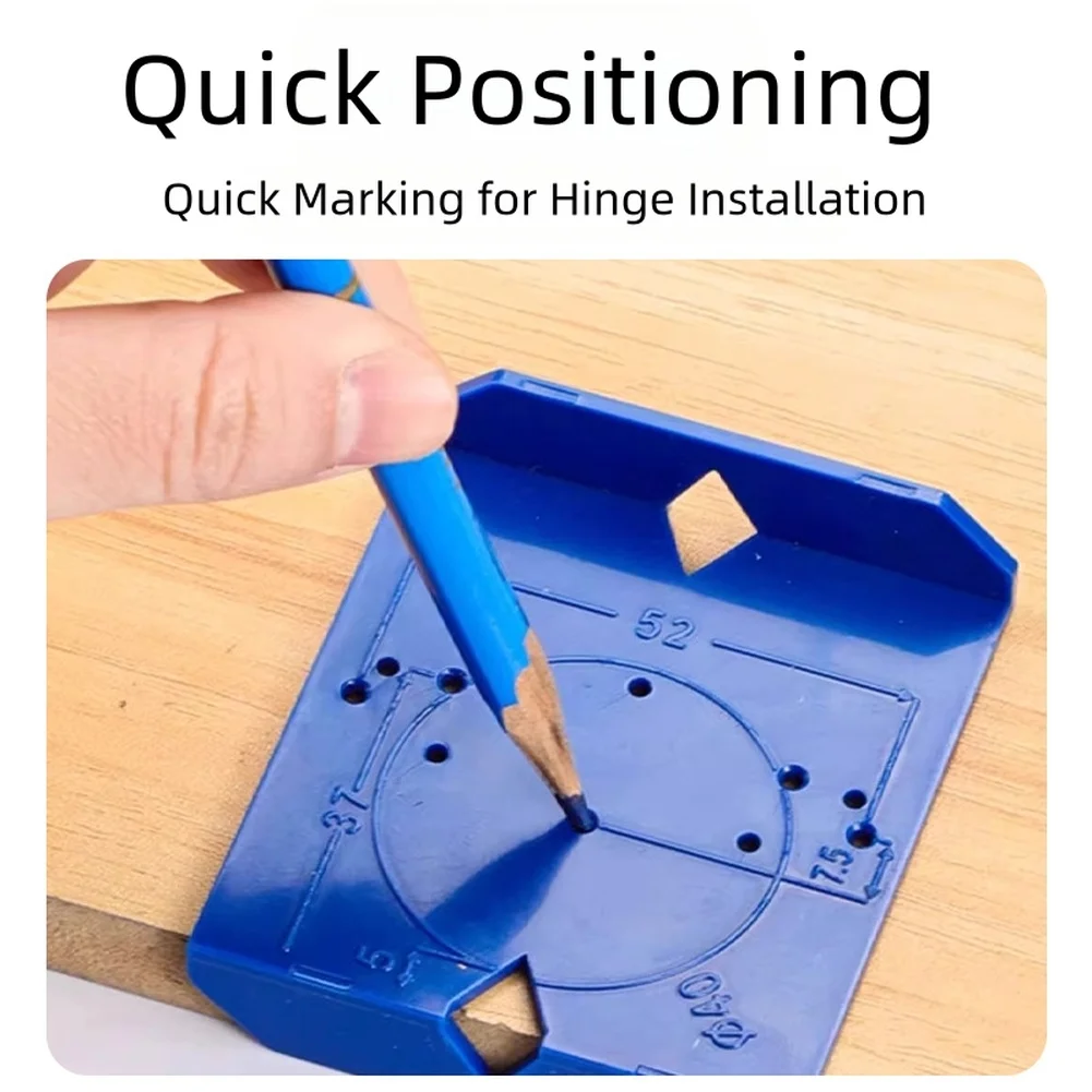 2PCS Hinge Hole Drilling Guide Positioning Mark Template Abs Dual-Sided Cabinet Hinge Jig Positioning Aids Woodworking Tool