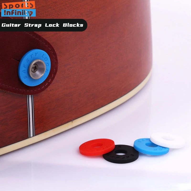 10 Pcs Electric Guitar Strap Lock Blocks Lock Button End Pins Wood Guitar Ukulele Bass Strap Buckle Silicone Non-slip End Lock