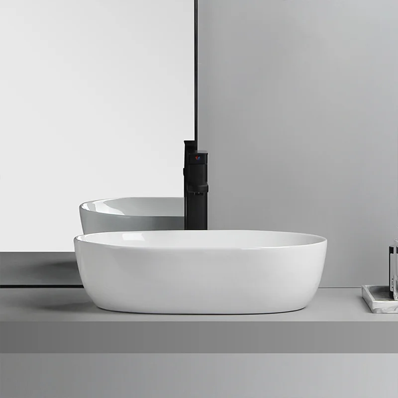Elegant Ceramic Vessel Sink, Oval Design Ceramic Wash Basin - Ideal for Modern Bathroom Fixtures, Suitable for Dressing Rooms, Vanities, Bathrooms view 6