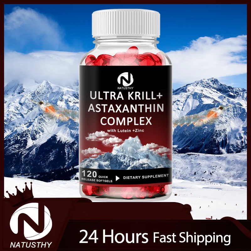 Ultra Krill Oil with Astaxanthin Complex Premium Daily Support for Cardiovascular, Brain, Joints & Vision Health Supplement
