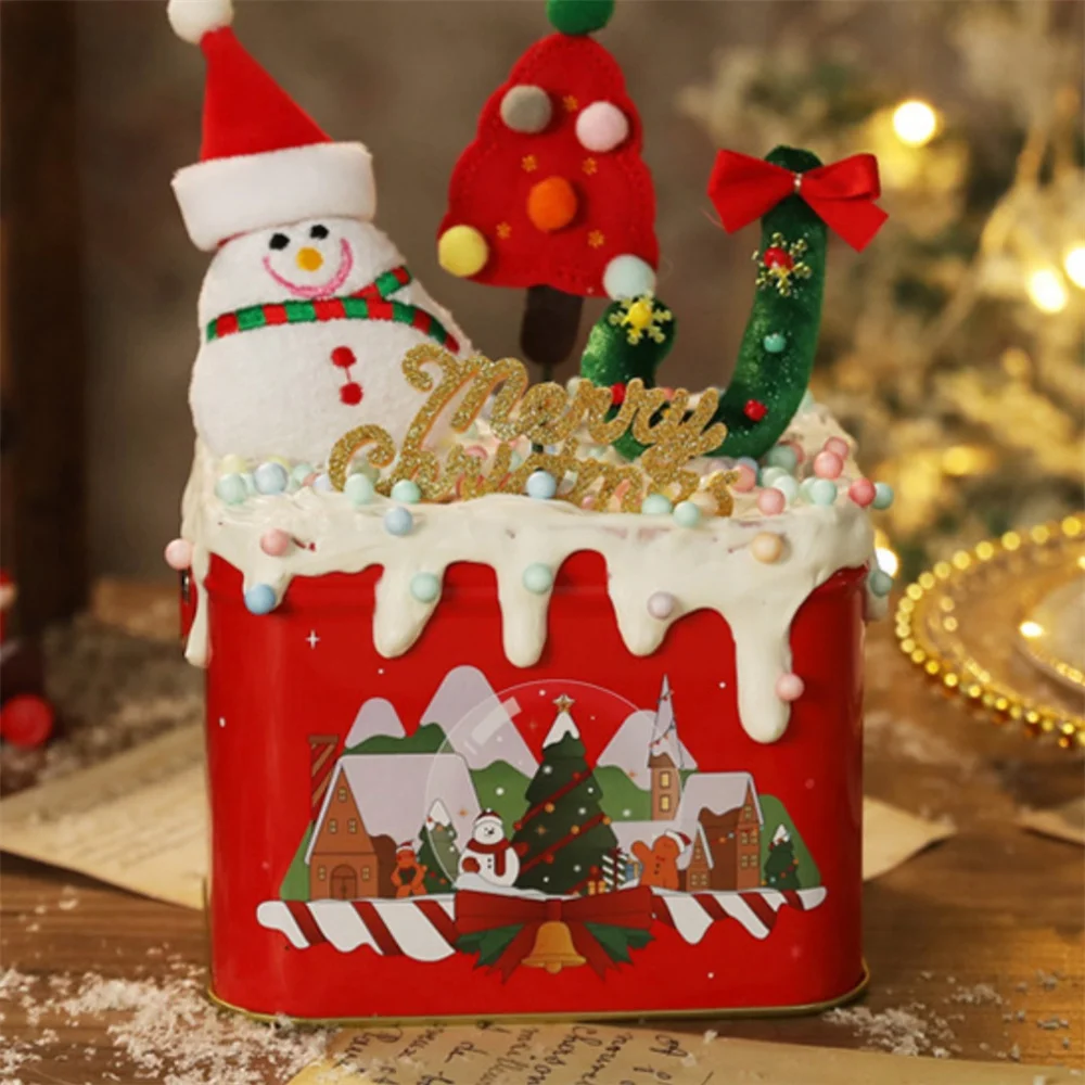 Große Kapazität Weihnachten Zinn Geschenk box Metall Candy Box quadratische Süßigkeiten Vorrats behälter für Urlaub Weihnachten liefert frohes neues Jahr – Detail 13