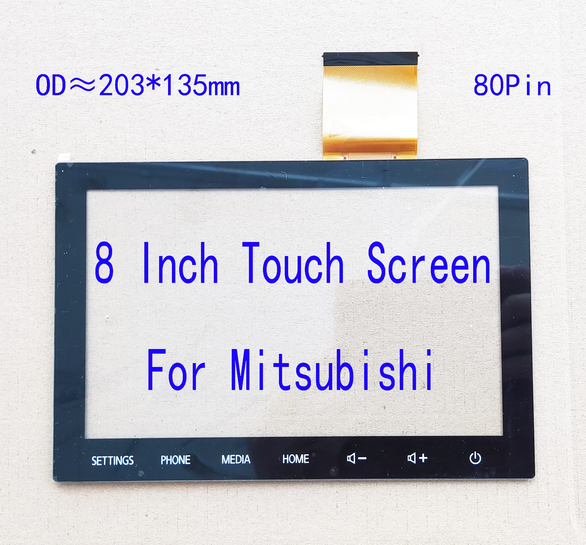 

8 Inch Touch Screen Digitizer Sensor Glass Panel For Mitsubishi Outlander ASX Radio 80Pin ≈203*135mm