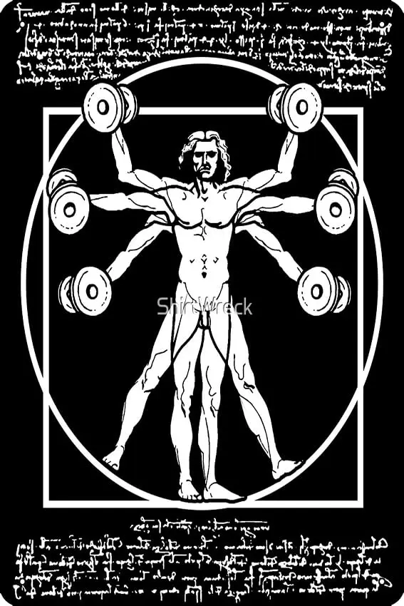 VITRUVIAN MAN BODYBUILDER, DA VINCI GYM PARODY Poster Funny Metal Tin Sign for Home Kitchen Bar Room Garage Decor 