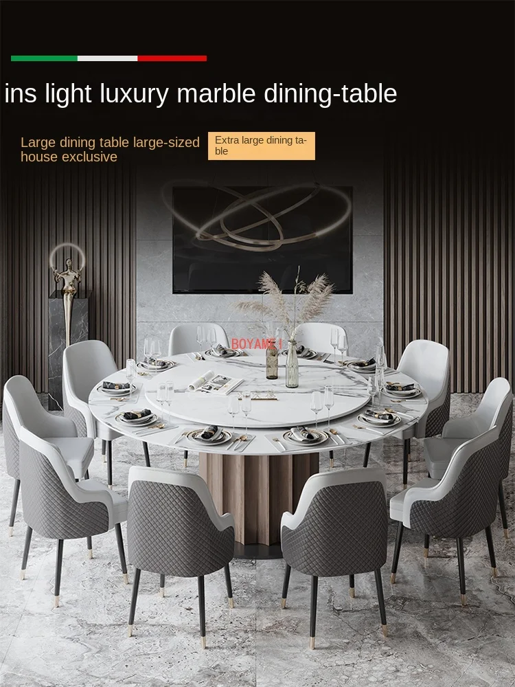 marble dining table large family round 12 dining table villa round table 10 with turntable 12 people\'s Congress round table