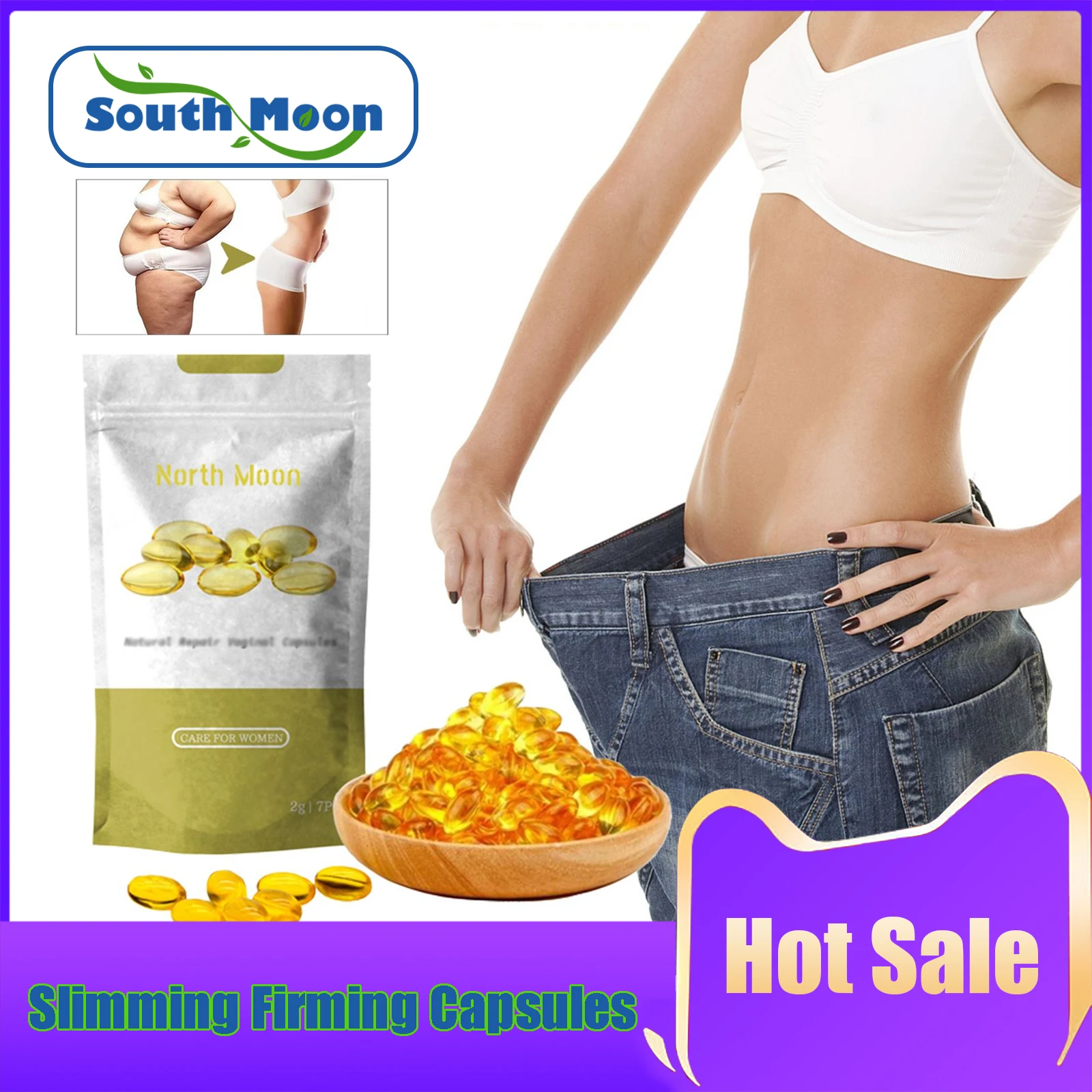 Detox Slimming Capsules Body Shaping Remove Cellulite Tightening Shrink Belly Tissue Fat Burning Lose Weight Anti-Itch Capsules