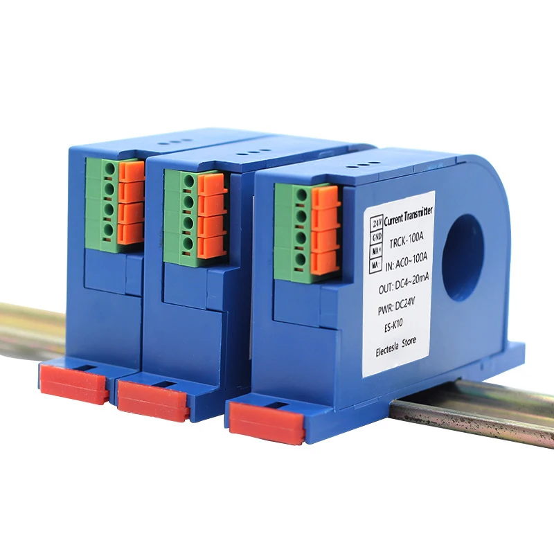 AC Electric Current Sensor 0-600 Input 4-20mA 0-5V 0-10V Output 24v Power Supply 22mm Hole Transducer Converter Transmitter