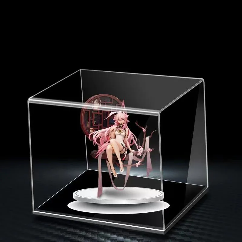 

One-Piece Molded Transparent Acrylic Display Box Toy, Car Model, Souvenir Protection Display Cabinet White, Black, Clear Bottom