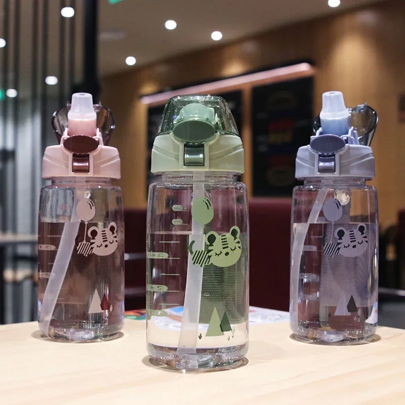

Animal Baby Water Bottle New Kids Sippy Cup Outdoor School Cute Cartoon with Shoulder Strap for Boy Girl