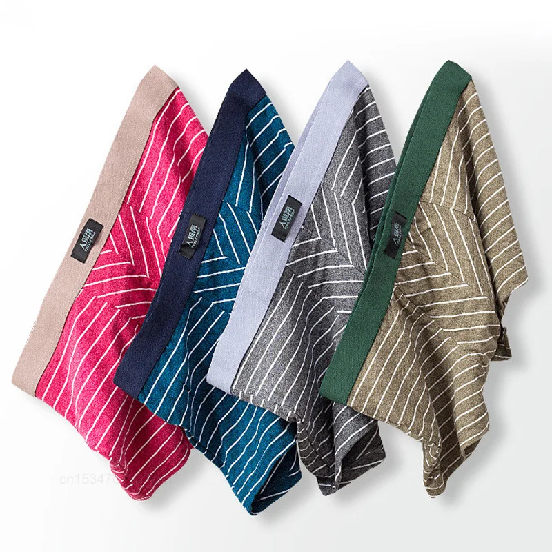 Трусы Youpin мужские 4 шт., нижнее белье, хлопковые дышащие трусы-боксеры, пикантные мягкие шорты в полоску