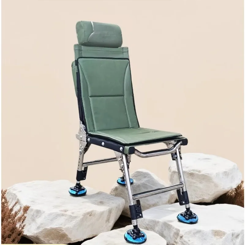 

Новое легкое складное кресло для рыбалки с регулировкой наклона, утолщенное, из нержавеющей стали, вседорожное, портативное, для кемпинга на открытом воздухе, для рыболовов