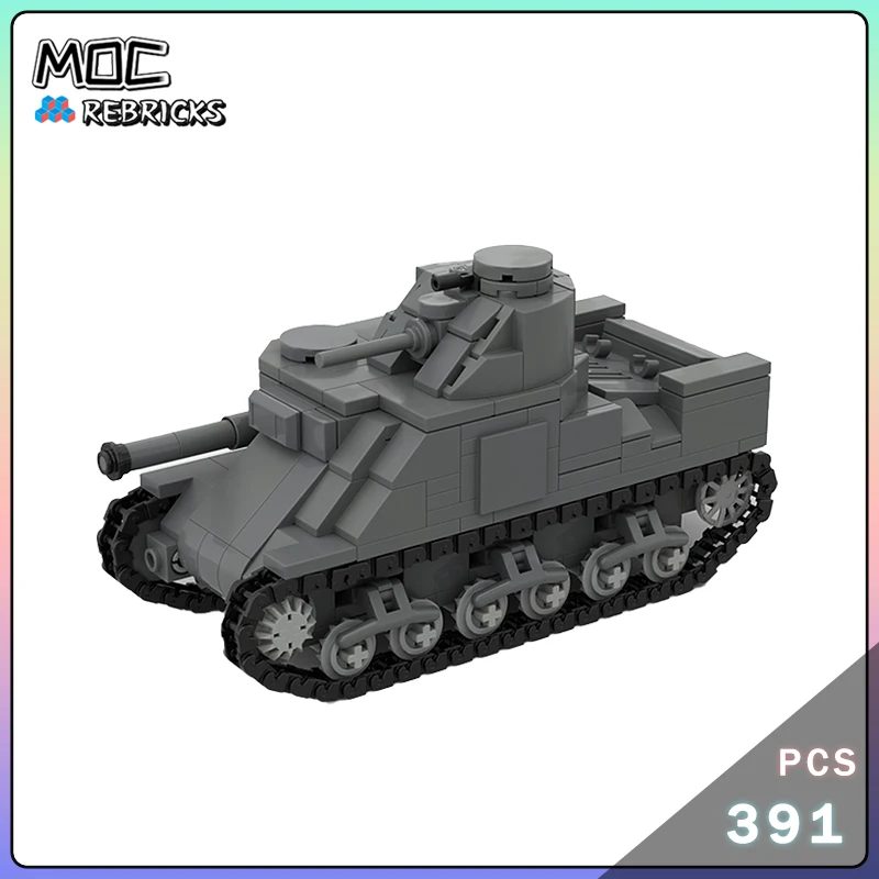 

Военная серия гусеничных машин WW2 M3 Lee, модель танка, строительный блок, сборка, технология, набор кирпичей, игрушка для мальчиков «сделай сам», подарки на день рождения