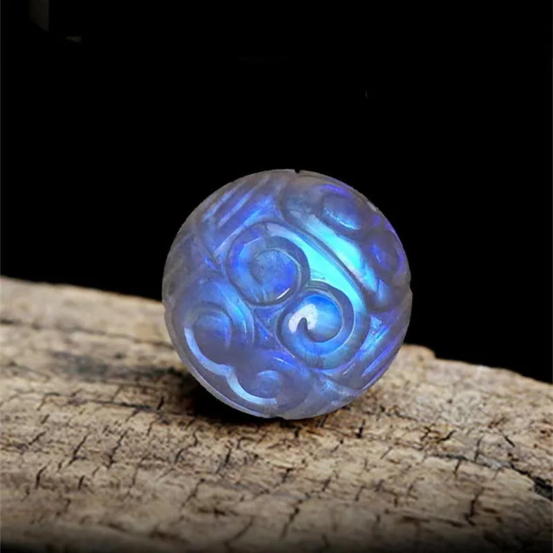 5pcs Natural Grey Moonstone Labradorite Carved Rune Barrel Beads Strong Blue Flash DIY Bracelet Anklet Necklace Accessories