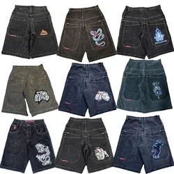 JNCO Shorts Y2K Hip Hop Pocket Baggy Denim Gym Shorts Men Women Summer New Harajuku Gothic Men Basketball Shorts Streetwear