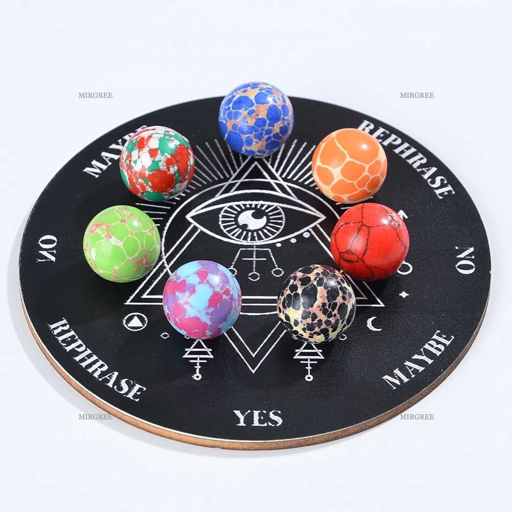 مجموعة كرات كريستال مكونة من 9 قطع مع لوحة عرافة السحر وقلادة شقرا، مناسبة للتأمل والمذبح وعلامة العمل