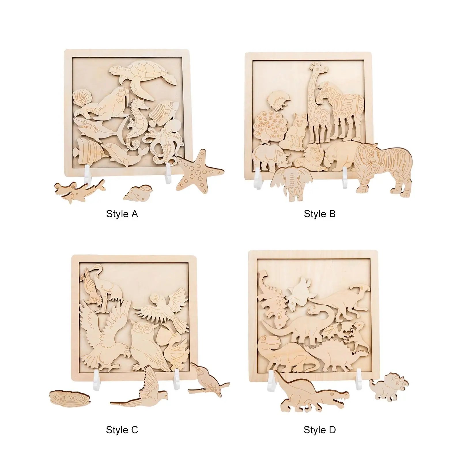 Wood Wooden Puzzle Montessori Materials Gifts DIY Wooden Puzzle Doodle