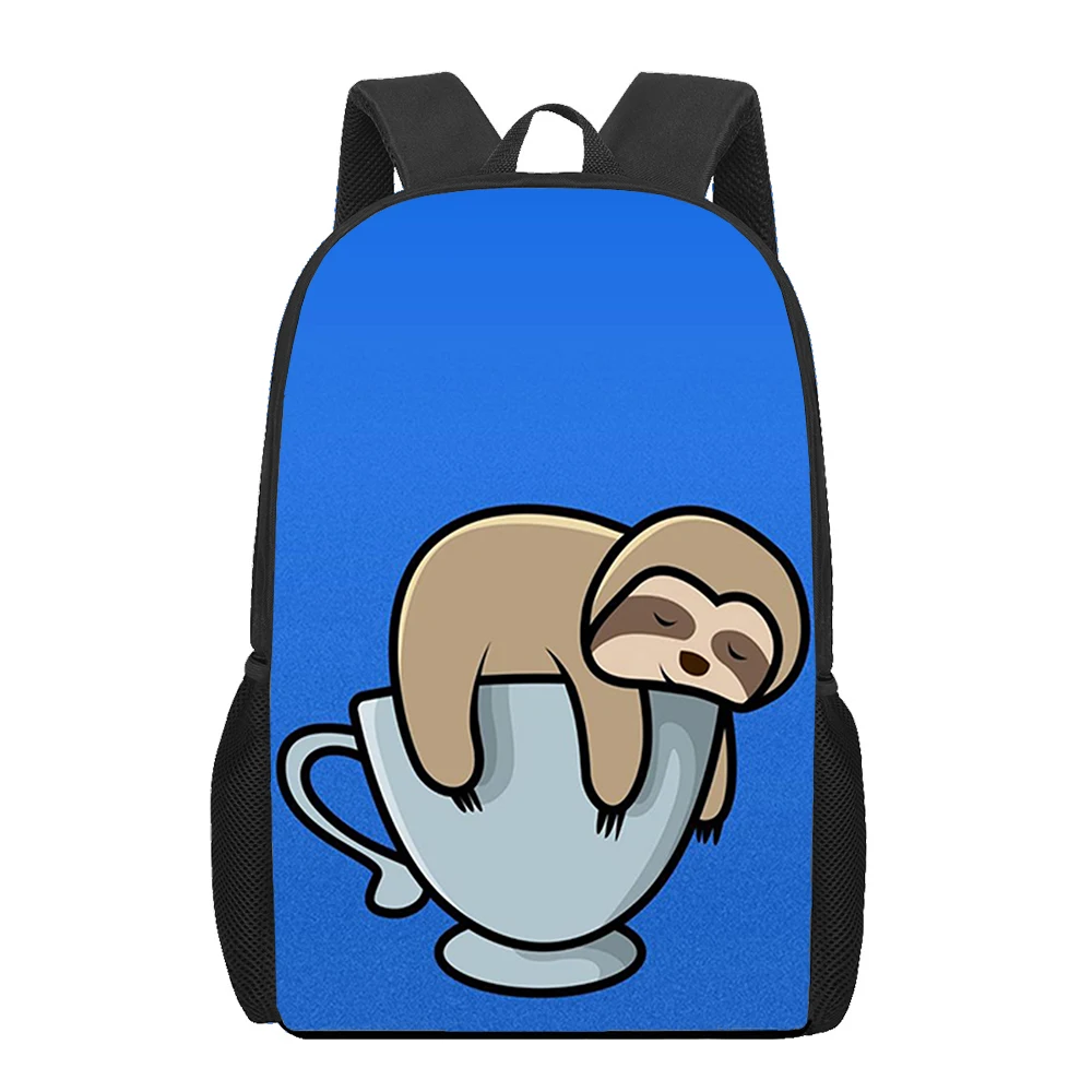 Cute Cartoon Sloth Pattern Backpack Wild Animals School Bag for Teenage Kids Boys Girls Lightweight Backpack Travel Bag 16 Inch