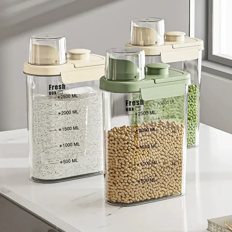 Airtight Food Storage Containers Plastic Cereal Dispenser Grain Storage Tank Kitchen Storage Tank Moisture-Proof Mold Proof