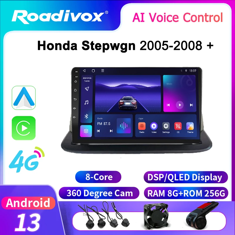 

roadivox Android car radio for Honda Stepwgn 2005 2008 stereo GPS Navigation video Multimedia Player tape recorder carplay