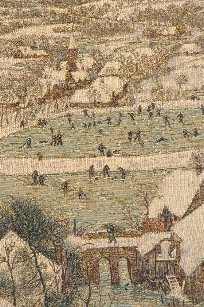 Pieter Bruegel Hunting in the Snow Vintage Tapestry Wall Hanging 24 x 42 in