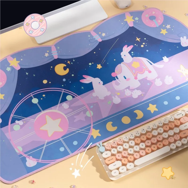 Extra Large Kawaii Gaming Mouse Pad Cute Pastel Purple Elephant XXL Big Desk Mat Water Proof Nonslip Laptop Desk Accessories