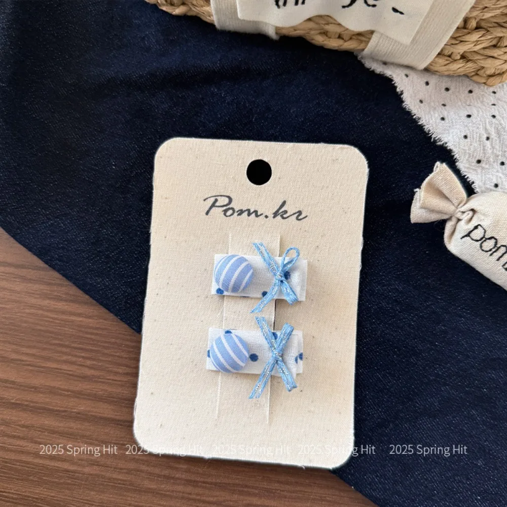 

1 Pair New Korean Kid Denim Handmade Flower Dot Bow Hair Clip Teen Side Clip Fringe Hair Kids Accessories Pin