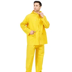 Single and Double-sided Cloth Leather Raincoat Set Outdoor Thickened Breathable Duty Raincoat Single Glue Split Raincoat